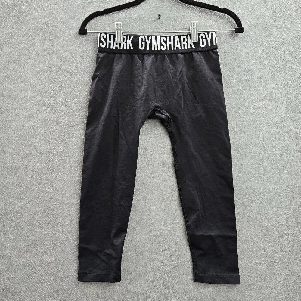 Gymshark Women Activewear Pants S‎ Black Elastane Nylon Yoga Legging Logo 17